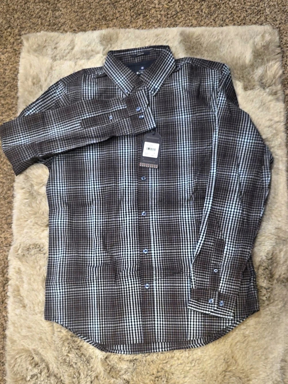 Ben Sherman Plaid Button Down in Brown & Gray Size Medium NWT